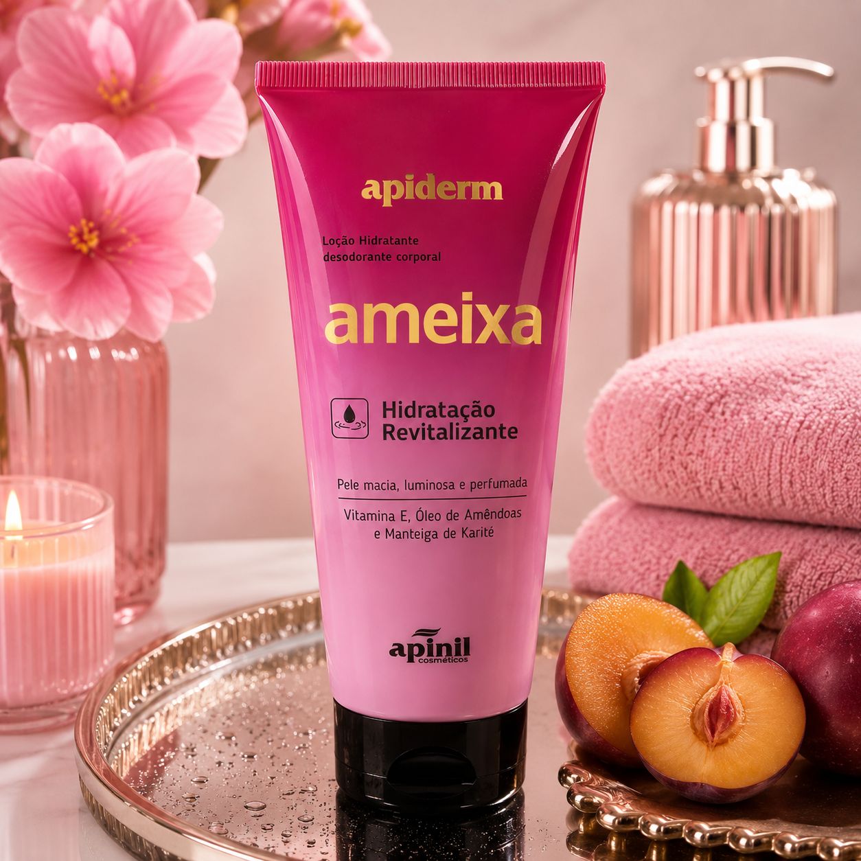Locao Hidratante Corporal Apiderm Ameixa Hidratacao Revitalizante 190g