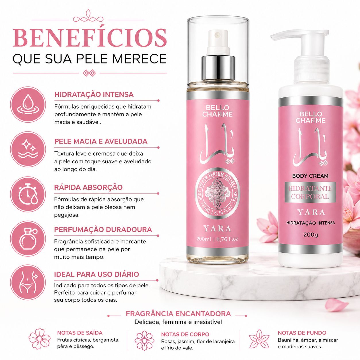 Kit Bello Charme Yara Hidratante Corporal 200g + Body Splash 200ml thumbnail 2