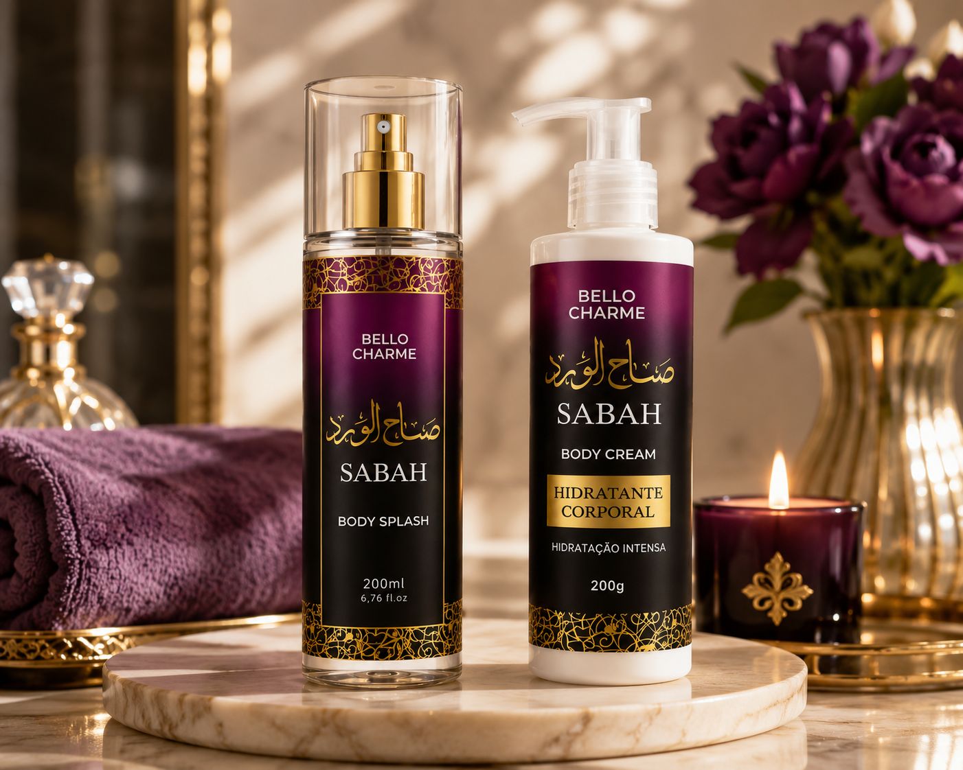 Kit Bello Charme Sabah Body Splash 200ml + Hidratante Corporal 200g
