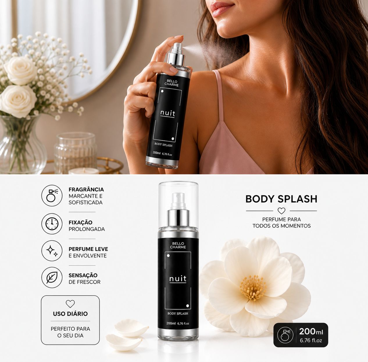 Body Splash Masculino Bello Charme Nuit 200ml Fragrancia Refrescante thumbnail 2