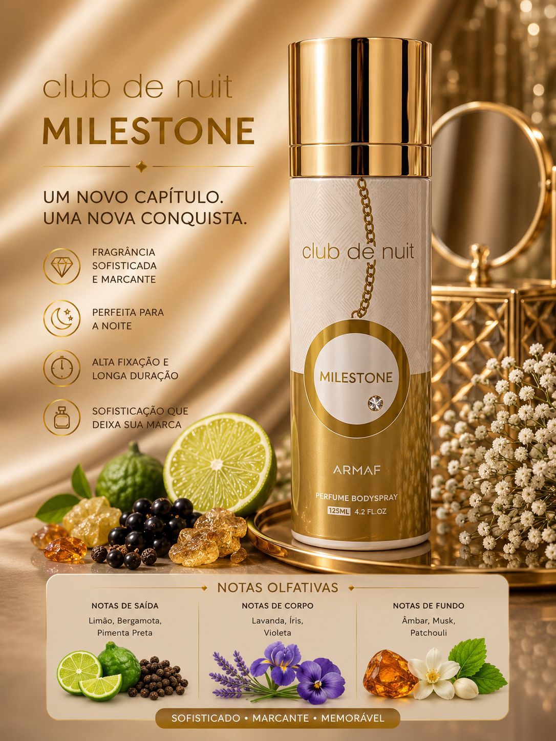 Body Spray Club de Nuit Milestone Armaf | Frescor Luxuoso e Sofisticação Marcante ✨