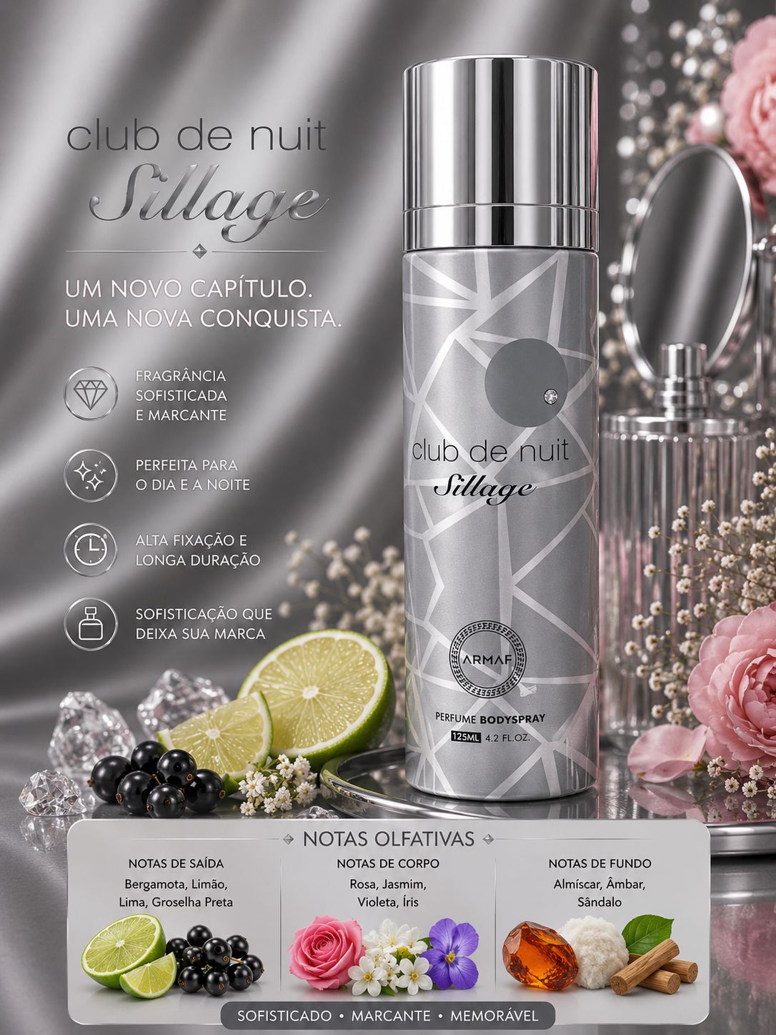 Body Spray Club de Nuit Sillage Armaf | Sofisticação Moderna e Frescor Marcante 🩶
