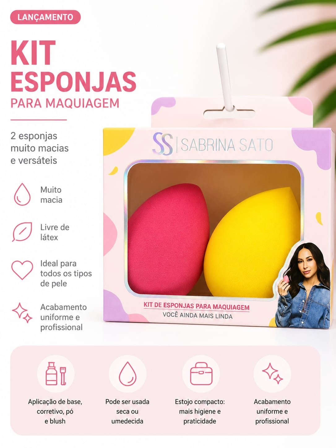 Kit de Esponjas para Maquiagem Sabrina Sato com 2 Unidades