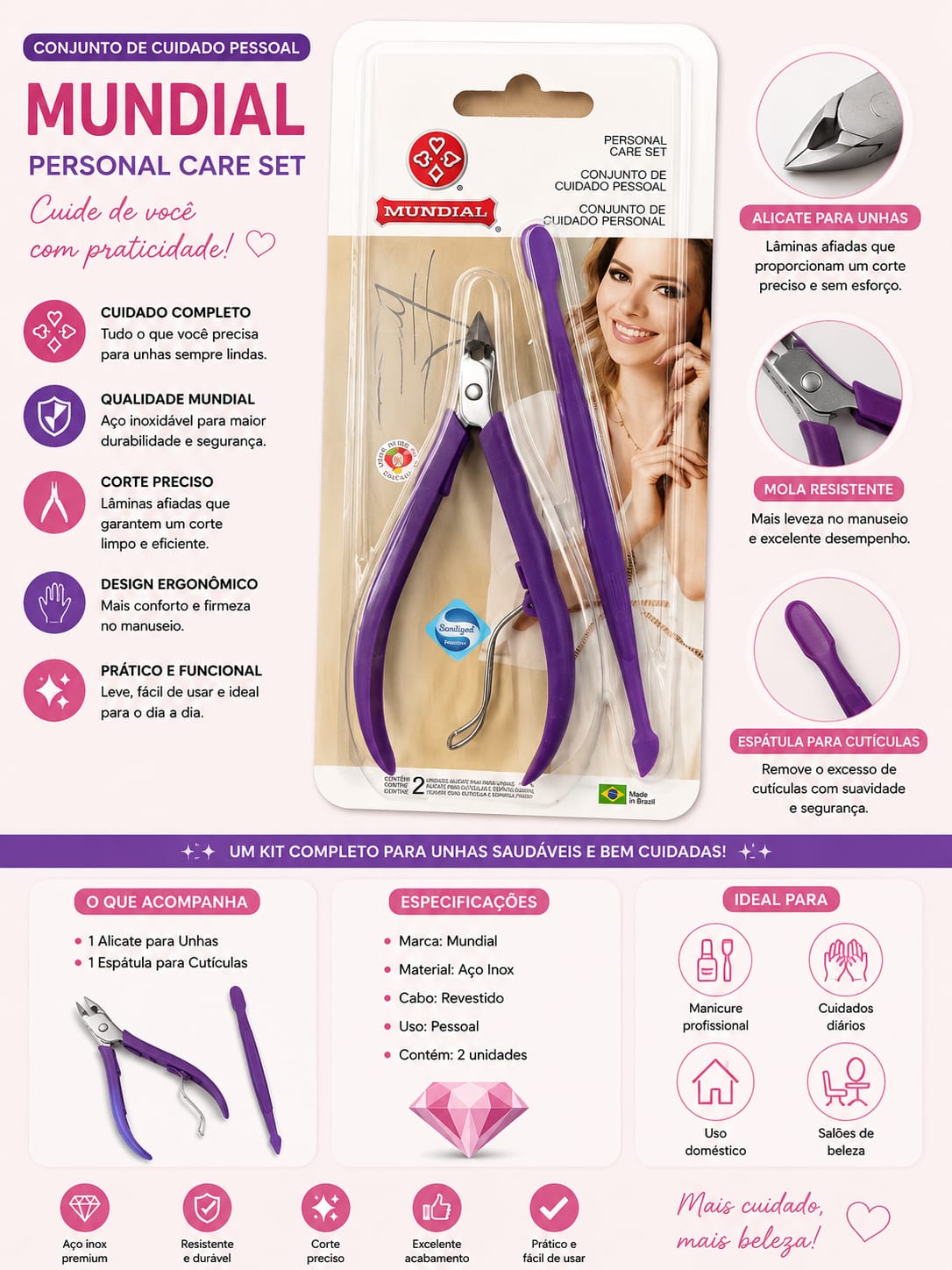 Kit Manicure Mundial Personal Care Set