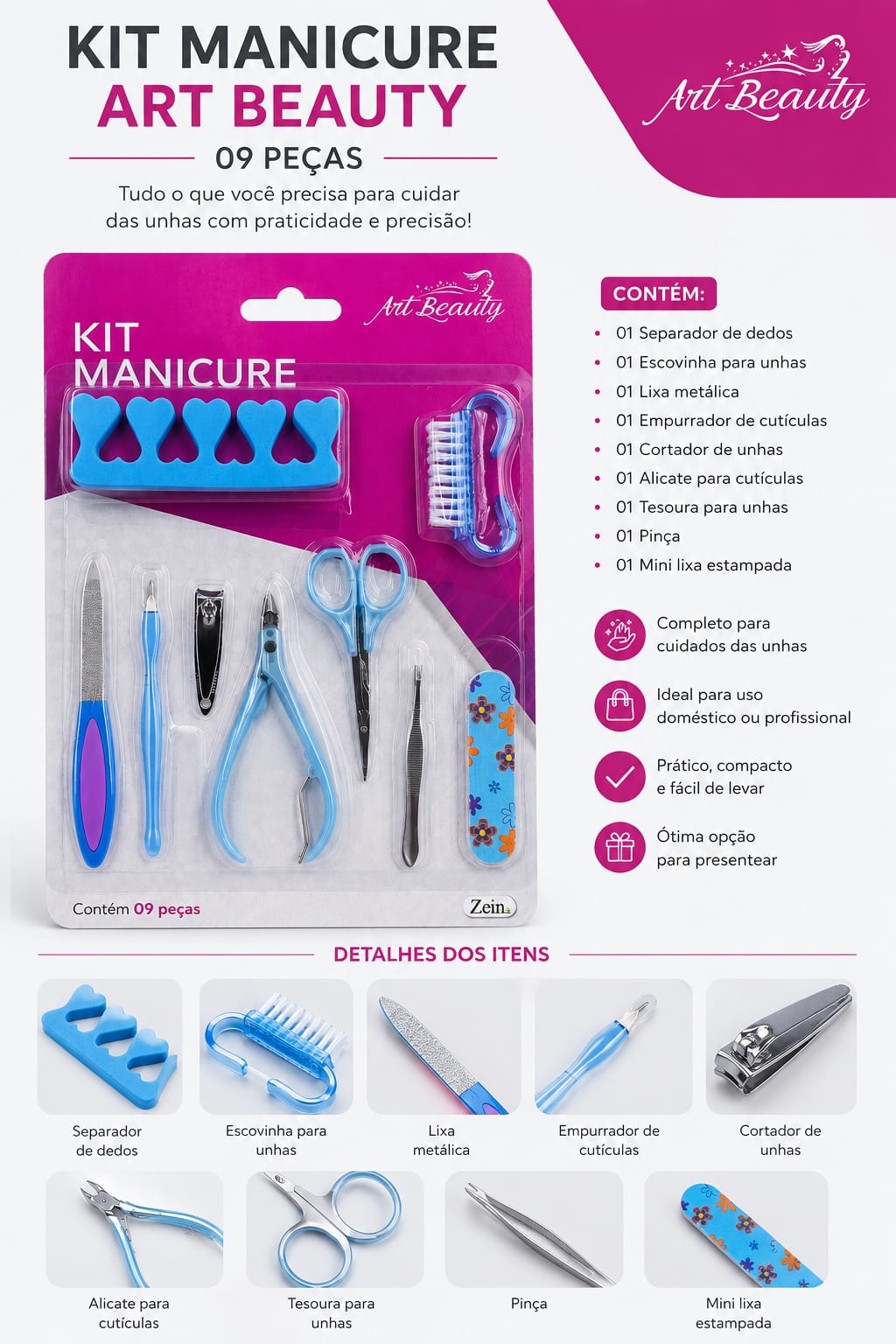 Kit Manicure Art Beauty 9 Peças