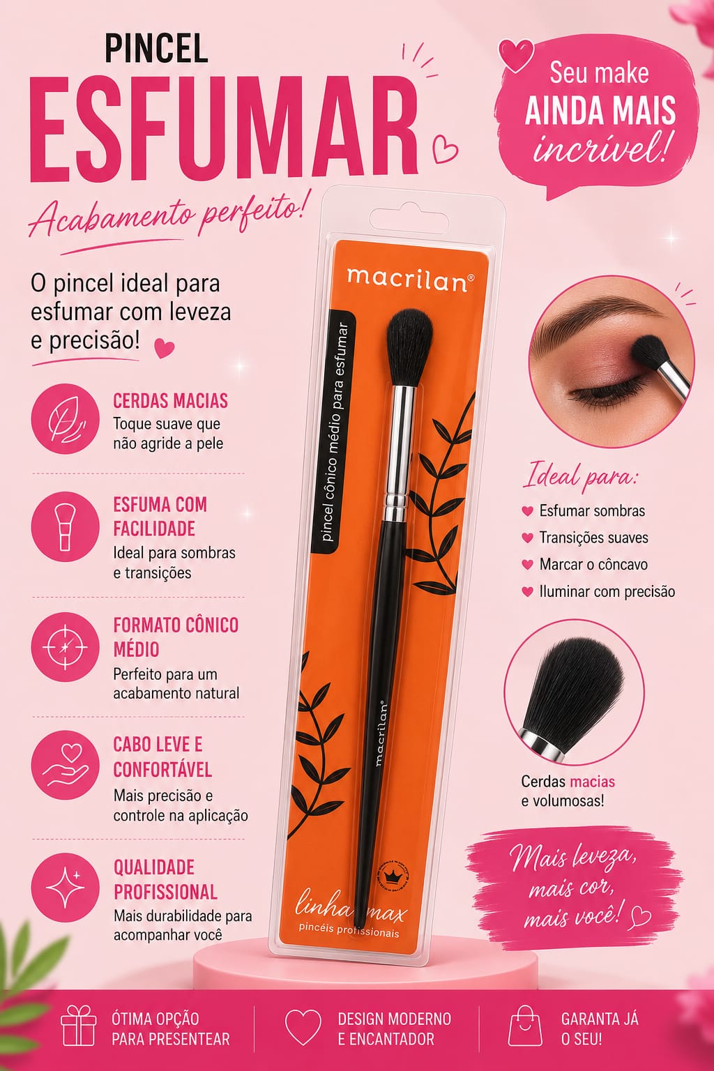 Pincel de Esfumar Macrilan Linha Max – Precisão e Acabamento Profissional