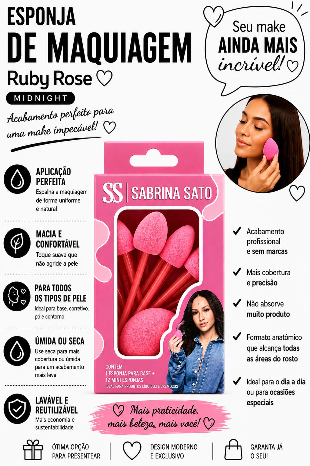 Kit de Esponjas para Maquiagem Sabrina Sato