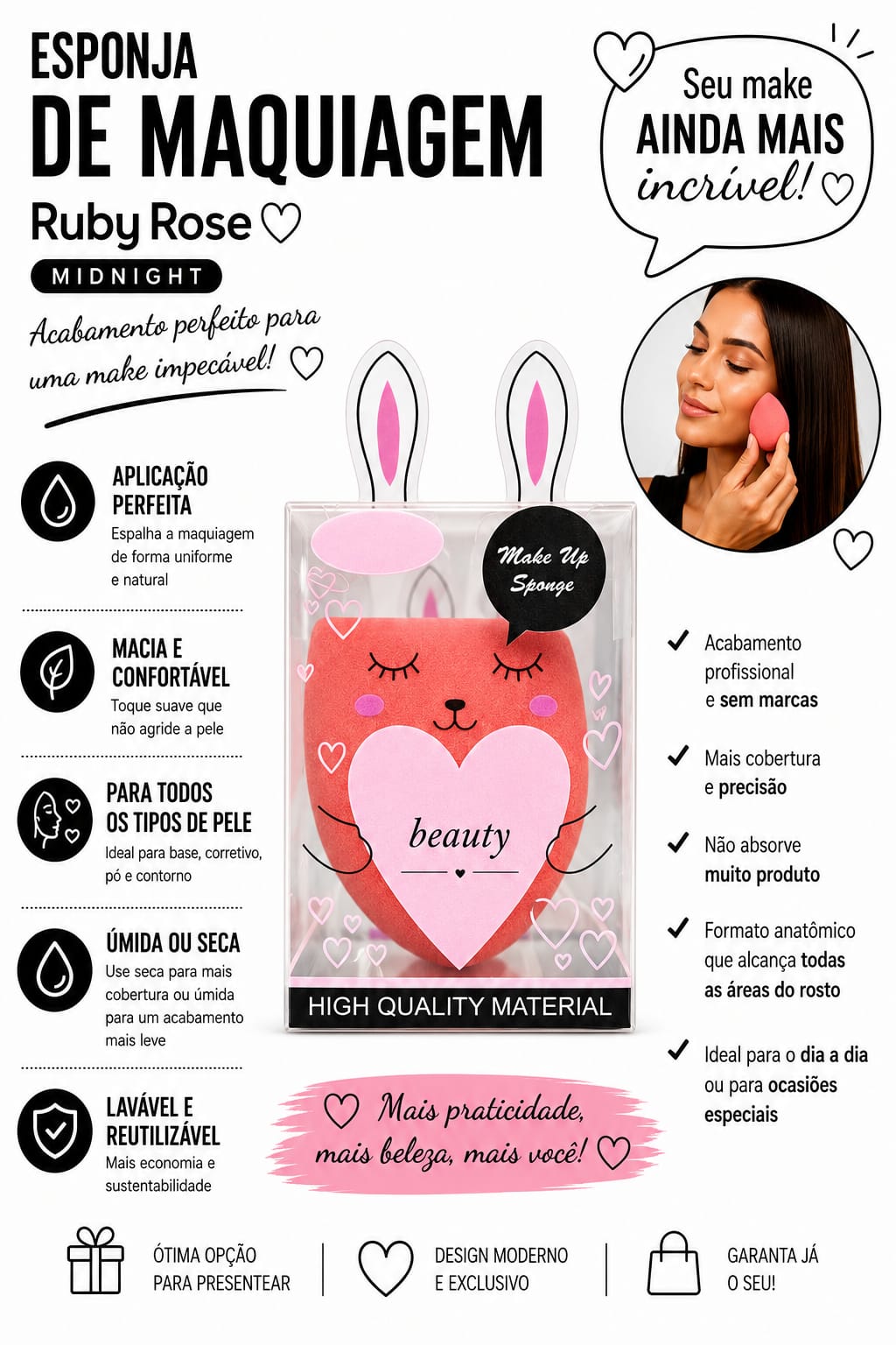 Esponja para Maquiagem Coelhinha