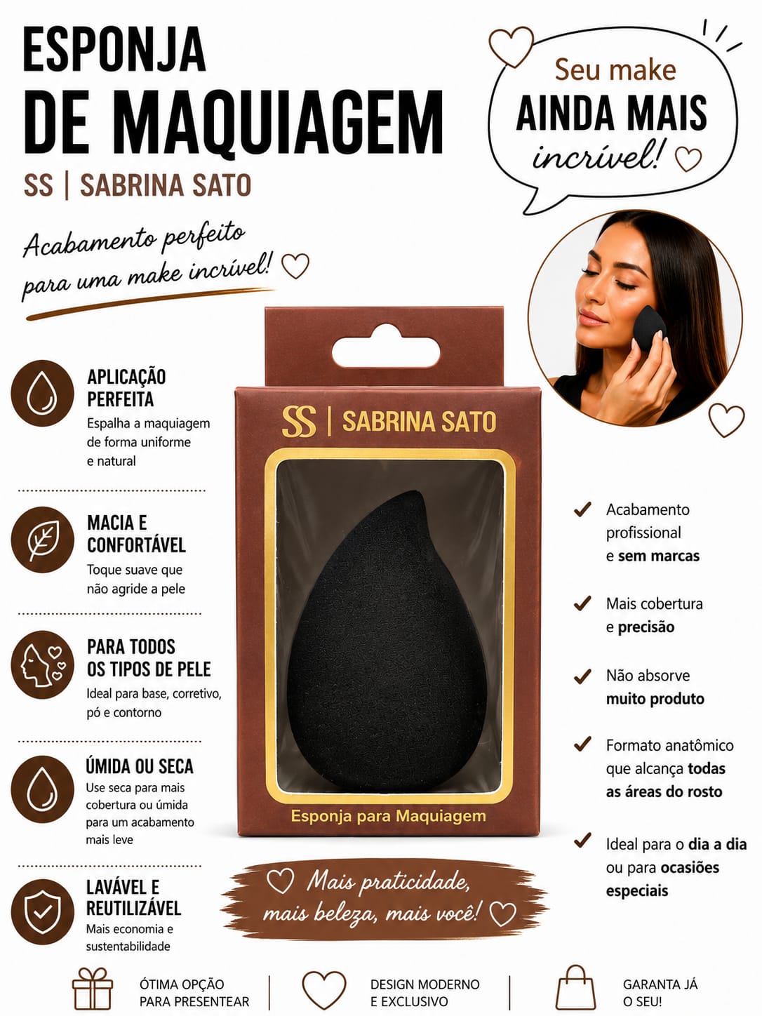 Esponja para Maquiagem Sabrina Sato Preta