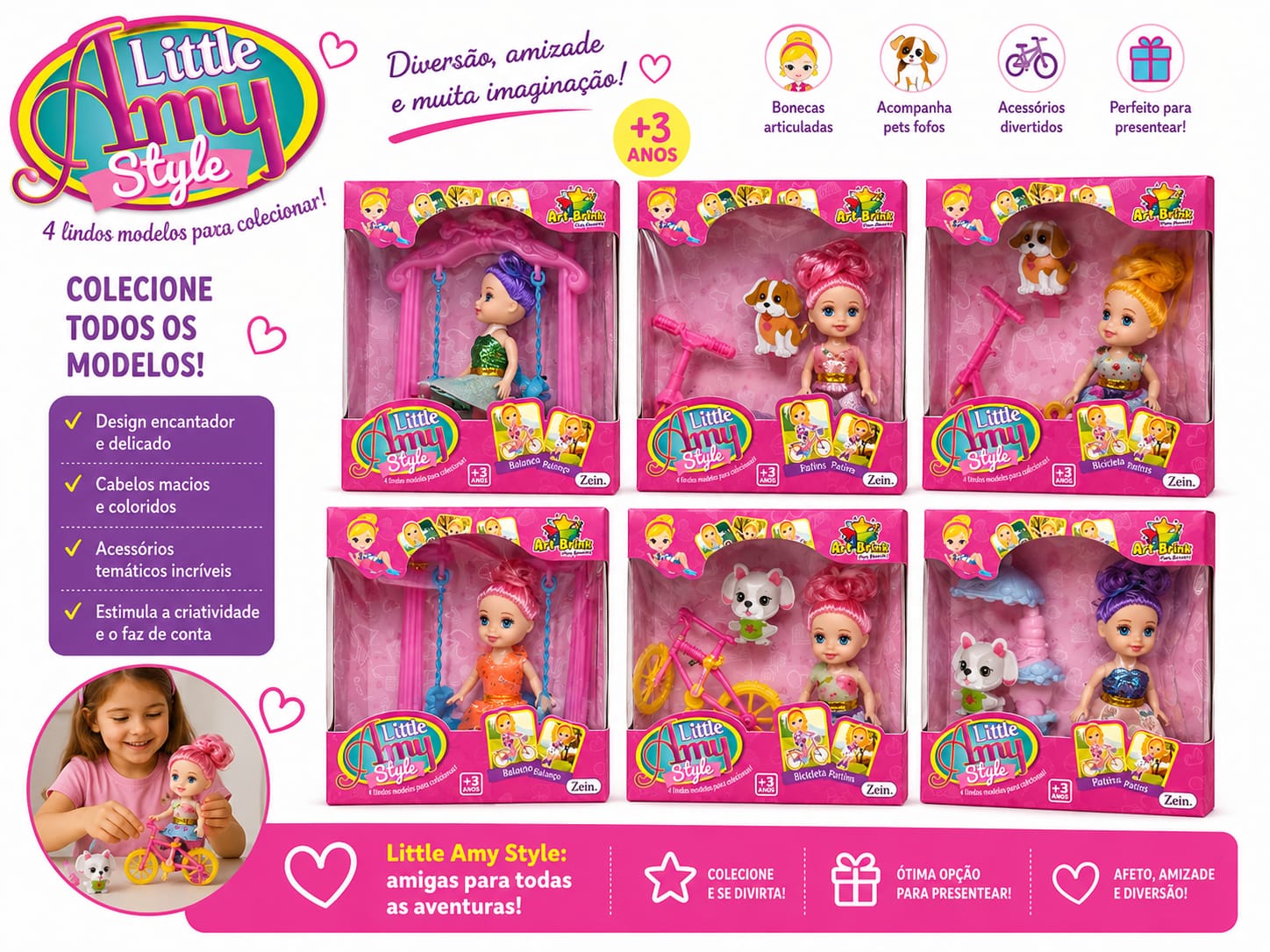 Boneca Little Amy Style com Acessórios