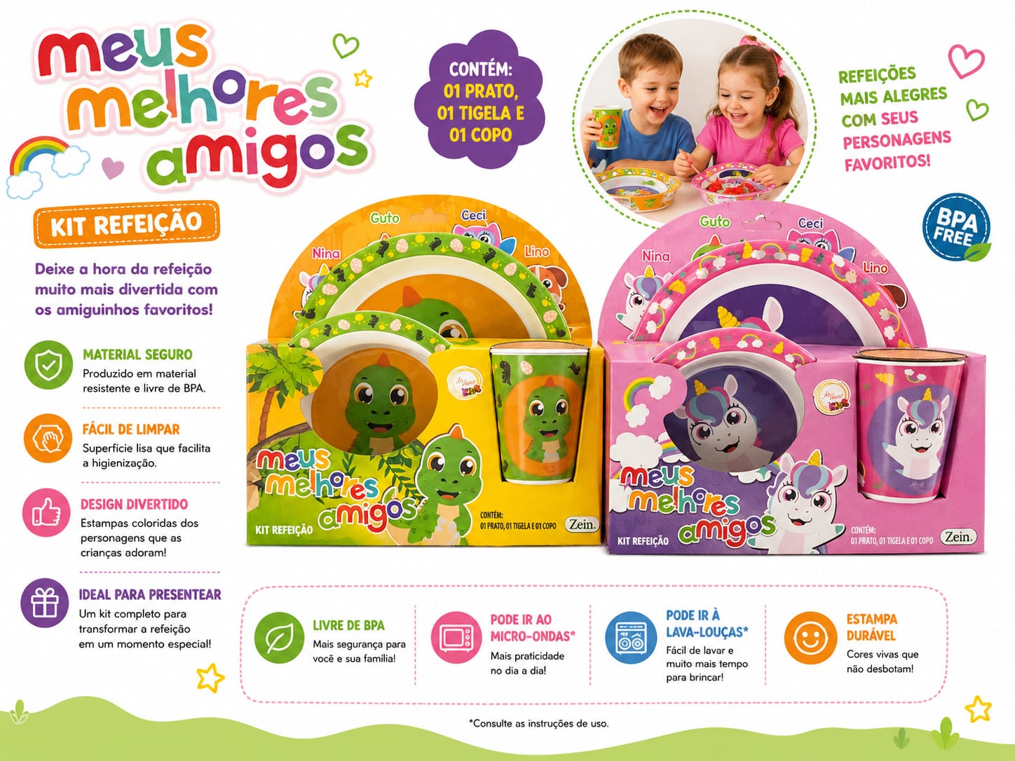 Kit Refeição Infantil Meus Melhores Amigos