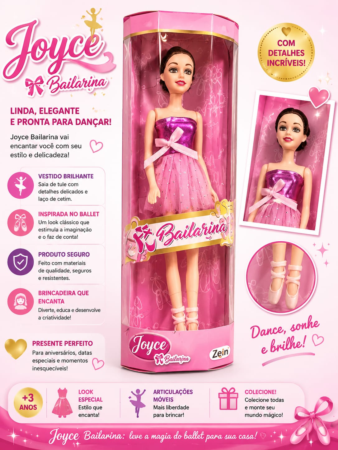 Boneca Joyce Bailarina Articulada – 3+ Anos