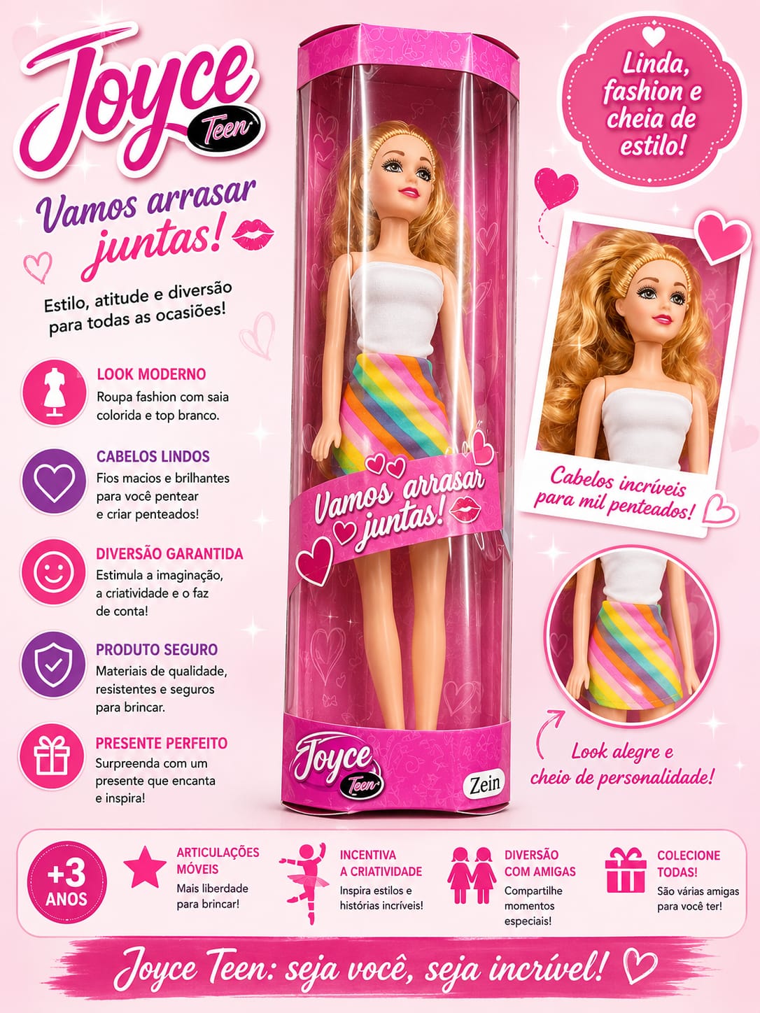 Boneca Joyce Teen Fashion – 3+ Anos