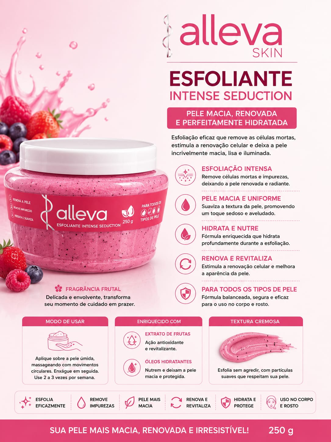 Esfoliante Corporal e Facial Alleva Skin Intense Seduction 250g