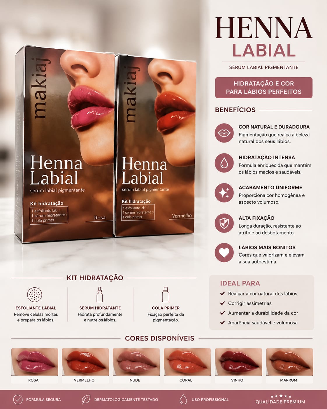 Henna Labial Makiaj Sérum Pigmentante Hidratante