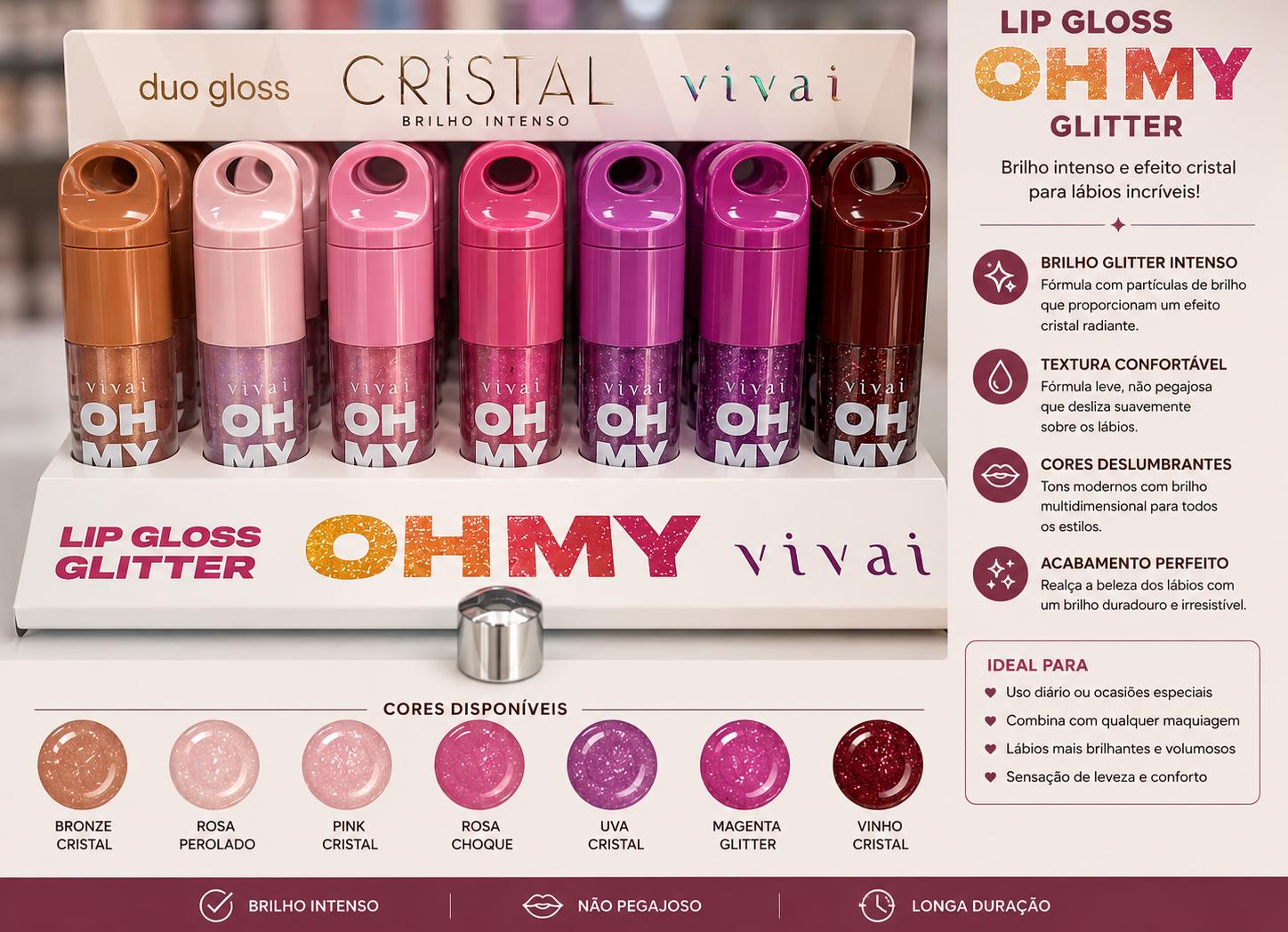 Lip Gloss Glitter Oh My Cristal Vivai Brilho Intenso