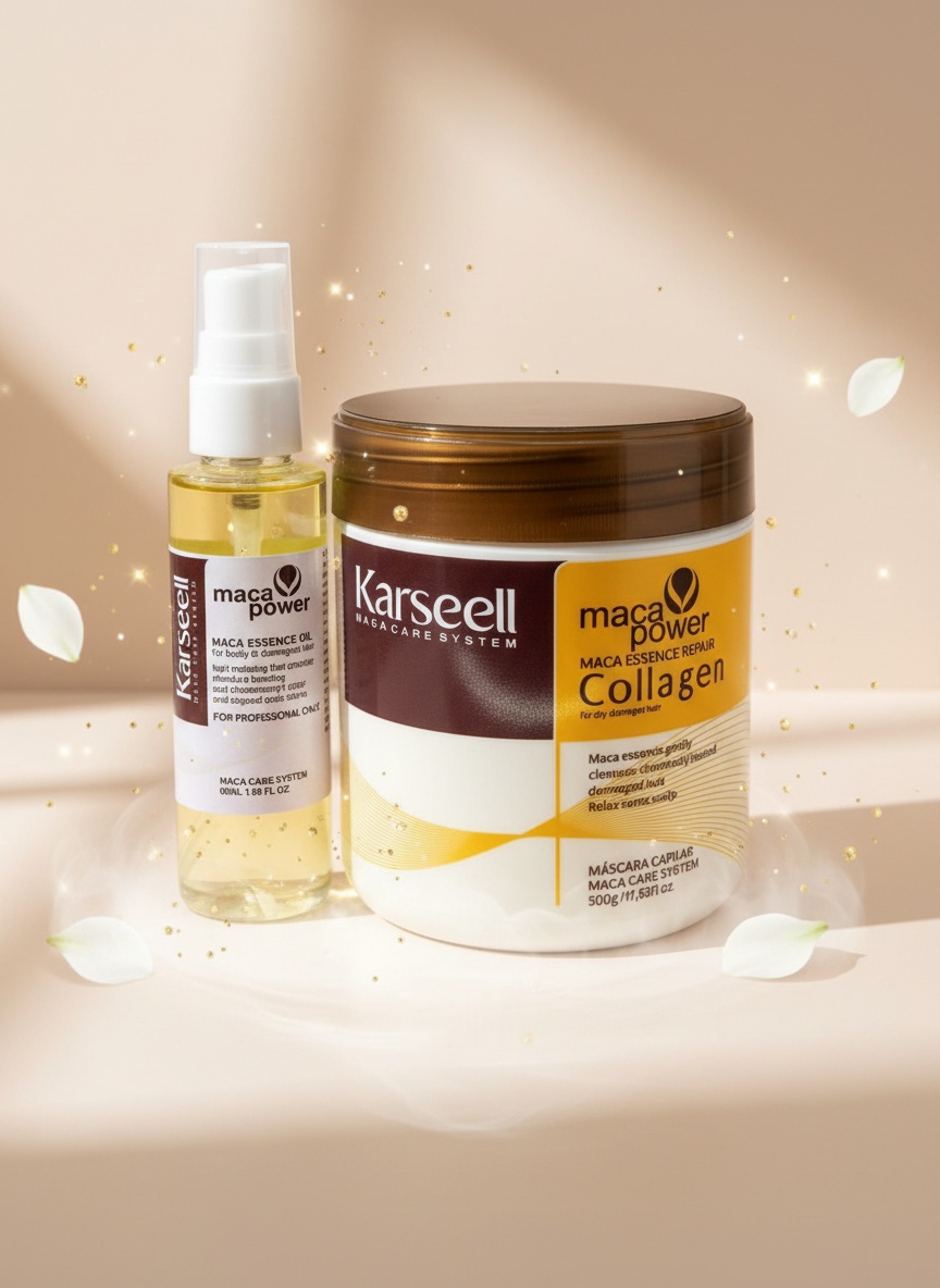 Kit Karseell Maca Power Collagen Mascara Capilar 500g + Oleo Reparador 60ml