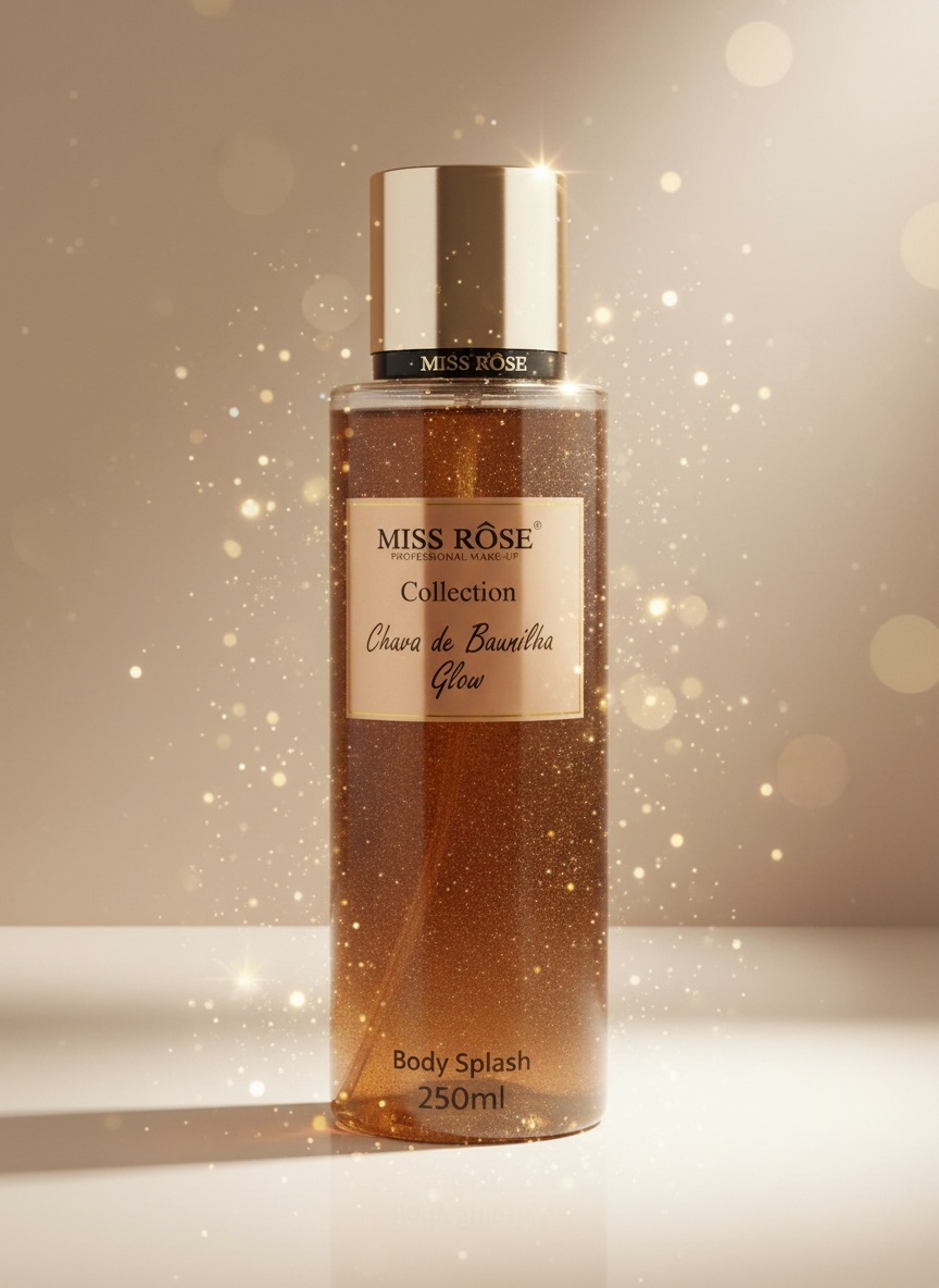 Body Splash Miss Rose Collection Chuva de Baunilha Glow 250ml Iluminador Corporal