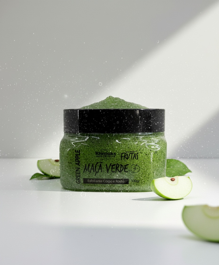 Esfoliante Corpo e Rosto Maca Verde Green Apple 300g Rhenuks
