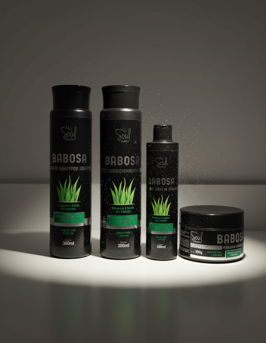 Kit Babosa Soul Cosmeticos Tratamento Capilar Completo Shampoo Condicionador Leave-in Mascara