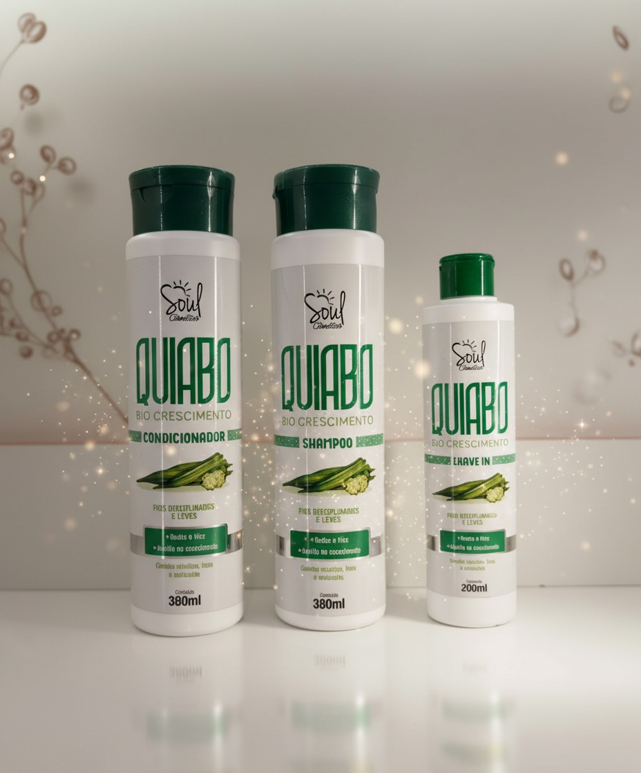 Kit Quiabo Bio Crescimento Soul Cosmeticos Shampoo Condicionador Leave-in